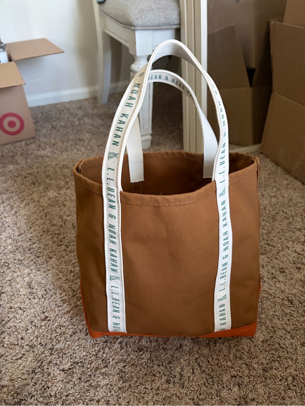 L.L. Bean / Noah Kahan Brown Canvas Tote with White Logo Straps